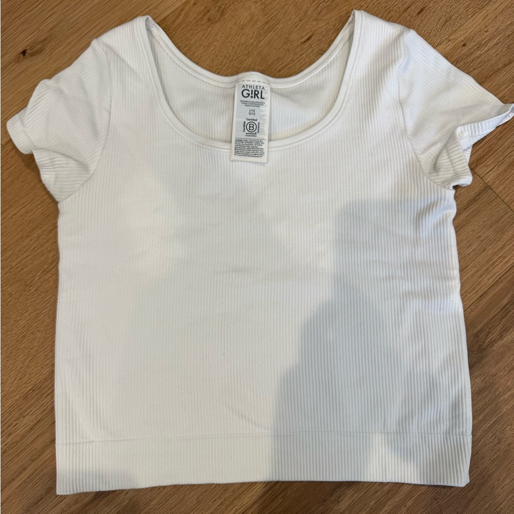 Athleta Girl White Ribbed Top